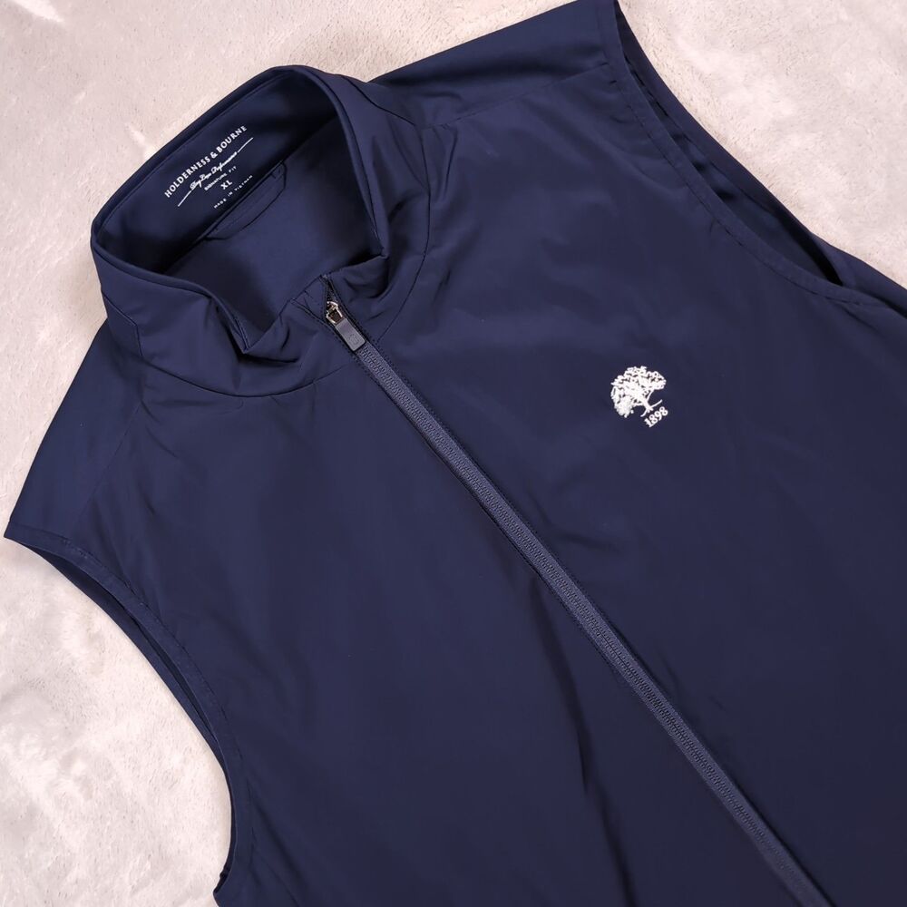 Holderness & Bourne The Swenson Vest Mens XL Blue Insulated Golf Zip Stretch